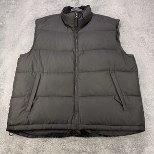 VTG Sportcaster Puffer Vest Jacket Men XL Black Packable Nylon Down‎ Sleeveless